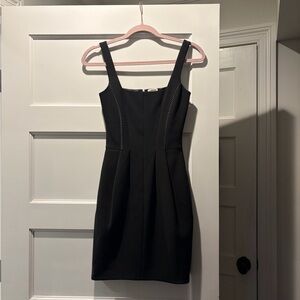 L'AGENCE Black Sleeveless Square-Neck Mini Dress